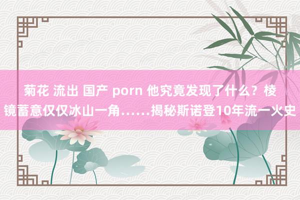 菊花 流出 国产 porn 他究竟发现了什么？棱镜蓄意仅仅冰山一角……揭秘斯诺登10年流一火史